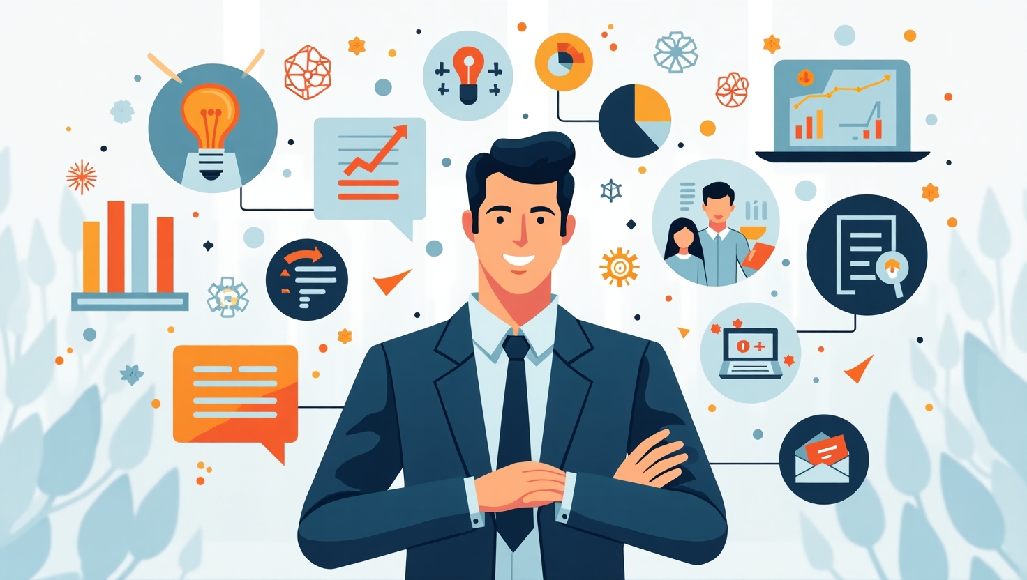 Illustration carrée en style flat design moderne représentant un professionnel du marketing entouré de symboles d'intelligence artificielle et de créativité, avec des éléments visuels évoquant la personnalisation, l'automatisation et le ciblage digital, dans un univers futuriste et technologique. L'ambiance doit être à la fois analytique et pédagogique, avec une palette de couleurs inspirée de FeedMaker (#54387D, #3E408D, #3C579D, #47C0B4, #58A17B, #80D07E, #A5DA6F, #E1A65F, #EFCA5E, #EBE263), mettant en valeur la sophistication de l'IA et la nuance des enjeux. Format carré, claire et dynamique, pour illustrer une analyse approfondie sur l'évolution du marketing à l'ère de l'IA générative.