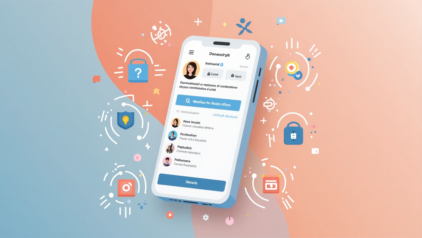 Illustration moderne et épurée en style flat design montrant un smartphone avec l'application Instagram ouverte, mettant en évidence une option de paramétrage de mentions dans la bio, entouré d'icônes symbolisant la sécurité, la confidentialité et la gestion communautaire, avec une ambiance professionnelle, innovante et axée sur la personnalisation, dans des couleurs inspirées de la palette FeedMaker (#54387D, #3E408D, #3C579D, #47C0B4, #58A17B, #80D07E, #A5DA6F, #E1A65F, #EFCA5E, #EBE263), et un fond épuré évoquant la révolution numérique et la maîtrise de sa réputation en ligne.