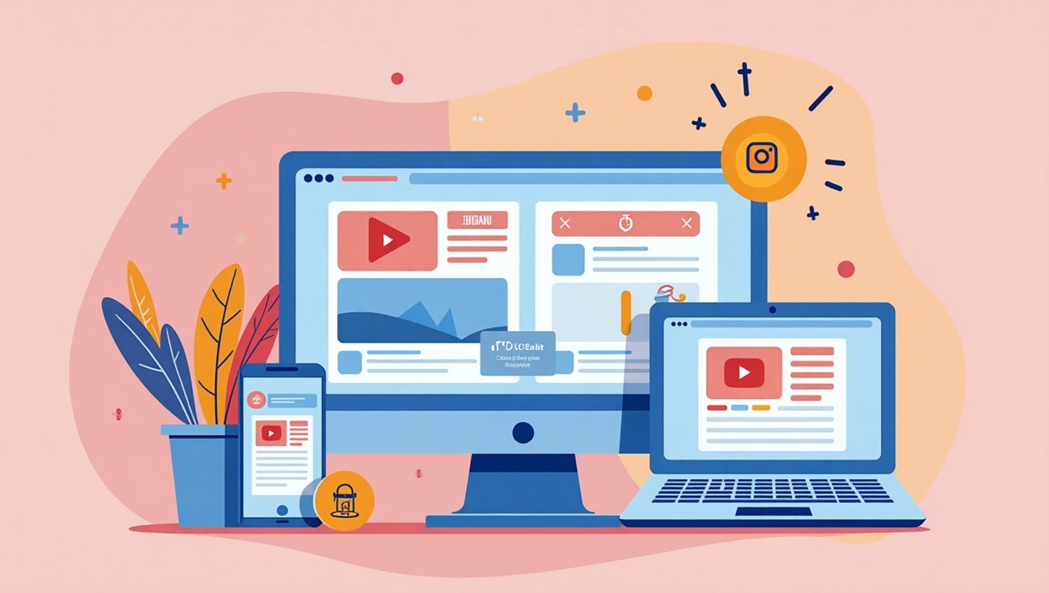 Meta lance les AI Content Badges : la fin de l’IA discrète sur Instagram et Facebook Illustration carrée en flat design moderne représentant un smartphone et un ordinateur affichant des contenus Instagram et Facebook avec des badges visibles indiquant 'AI Content'. L'ambiance doit suggérer la transparence et la digitalisation, avec des éléments graphiques symbolisant l'intelligence artificielle, comme des circuits ou des hologrammes. Utiliser une palette de couleurs inspirée de FeedMaker (#54387D, #3E408D, #3C579D, #47C0B4, #58A17B, #80D07E, #A5DA6F, #E1A65F, #EFCA5E, #EBE263), pour une image claire, informative et professionnelle, ciblant un public de créateurs de contenu et de professionnels du digital. Style illustratif, moderne, avec un ton sérieux mais dynamique, pour illustrer la mesure de Meta sur l'identification des contenus générés par intelligence artificielle.