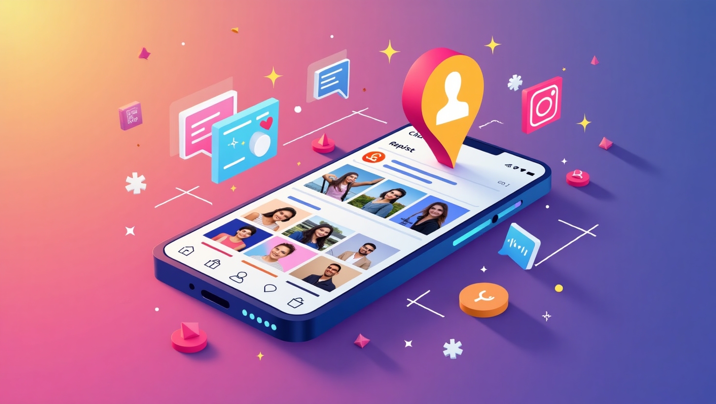Instagram généralise le repost sur le feed principal : la révolution virale est en marche Illustration vibrante et moderne représentant un smartphone affichant le feed principal d'Instagram rempli de posts et vidéos, avec une icône de repost en surimpression pour symboliser la nouvelle fonctionnalité, entouré d'éléments graphiques évoquant la viralité et la viralisation comme des flèches et des éclats d'énergie. Style numérique et dynamique, avec une palette de couleurs inspirée des couleurs de FeedMaker (#54387D, #3E408D, #3C579D, #47C0B4, #58A17B, #80D07E, #A5DA6F, #E1A65F, #EFCA5E, #EBE263). L'image doit évoquer l'innovation, la connectivité et la transformation de la stratégie sociale, avec une ambiance captivante et en mouvement, dans un format carré adapté à une publication digitale.