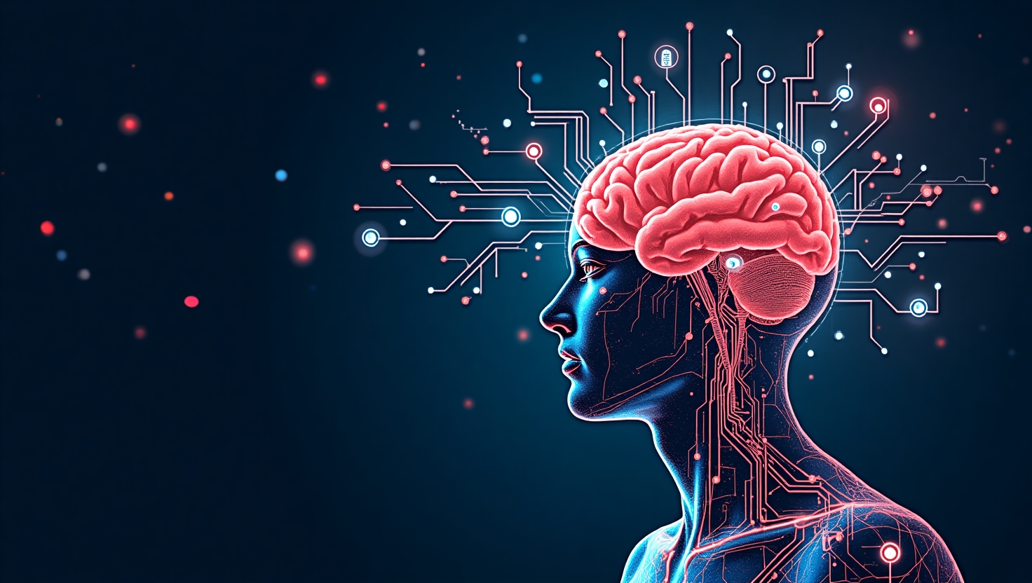 L’IA marketing en 2025 : quand l’intelligence artificielle se tire une balle dans le pied Une illustration moderne et sophistiquée représentant un cerveau humain fusionné avec des circuits électroniques et des écrans numériques, symbolisant la synergie complexe entre l’intelligence artificielle et le marketing digital en 2025, avec des éléments visuels évoquant des enjeux éthiques et de transparence. L’image doit mêler une ambiance à la fois futuriste et réflexive, avec une palette de couleurs inspirée de FeedMaker (#54387D, #3E408D, #3C579D, #47C0B4, #58A17B, #80D07E, #A5DA6F, #E1A65F, #EFCA5E, #EBE263), mettant en scène un contraste subtil entre aspects technologiques et humains, pour souligner les paradoxes du sujet.